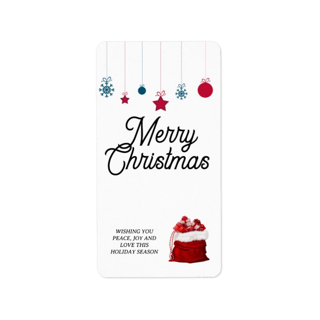 Etiqueta Elegante em branco e vermelho | Feliz Natal (Frente)