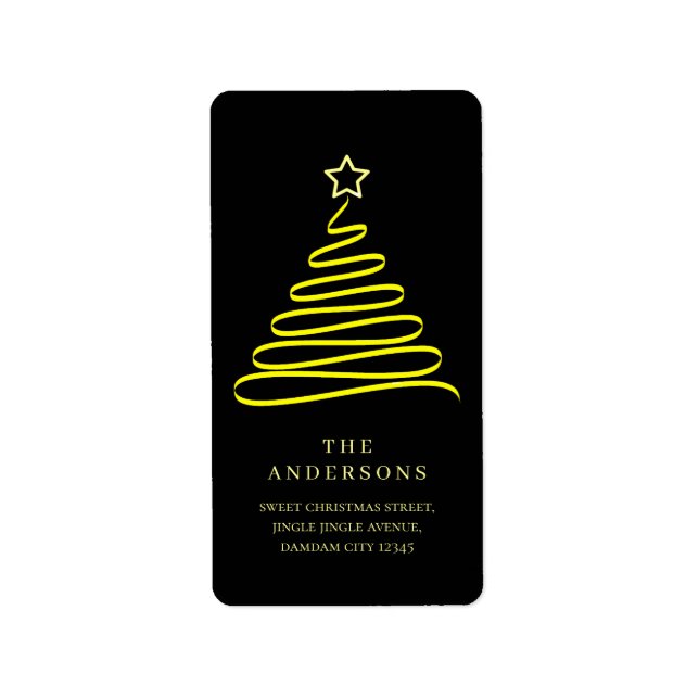 Etiqueta Elegante Endereço de Devolução Árvore de Natal Sim (Frente)
