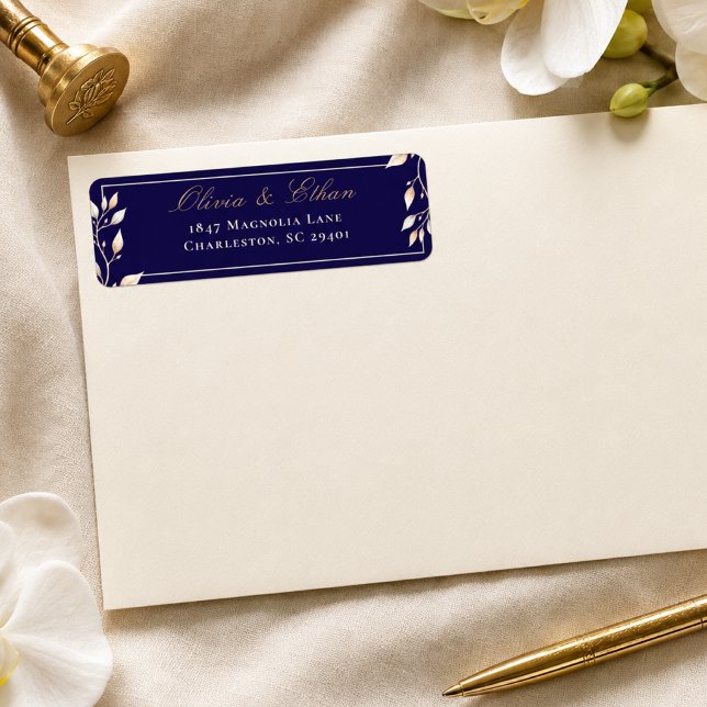 Etiqueta Elegante Endereço de Devolução de Casamento Botâni (Criador carregado)