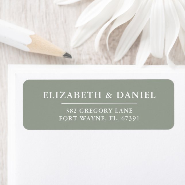 Etiqueta Elegante Endereço de Devolução de Casamento Verde  (Insitu)