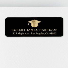 Etiqueta Elegante Endereço de Retorno de Formatura Preto Do