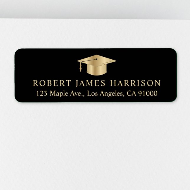 Etiqueta Elegante Endereço de Retorno de Formatura Preto Do (Criador carregado)
