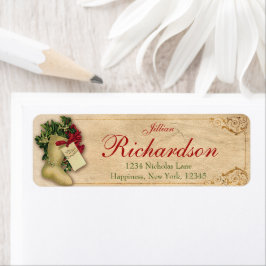 Etiqueta Elegante Endereço de Retorno de Natal Vitoriano An