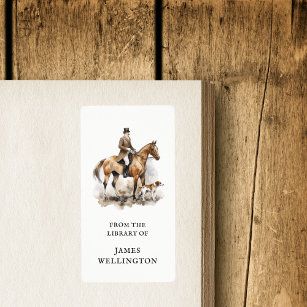 Etiqueta Elegante Equestrian British Hunse Horse Ex Libris