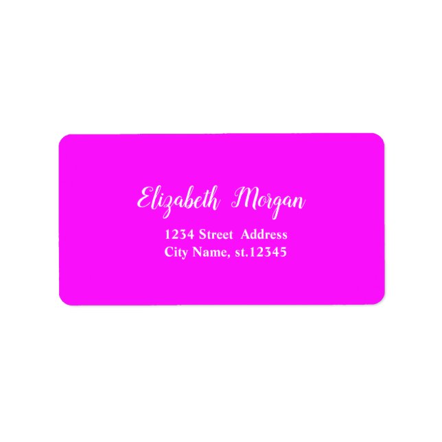 Etiqueta Elegante Estilo Rosa Fluorescente Neon (Frente)