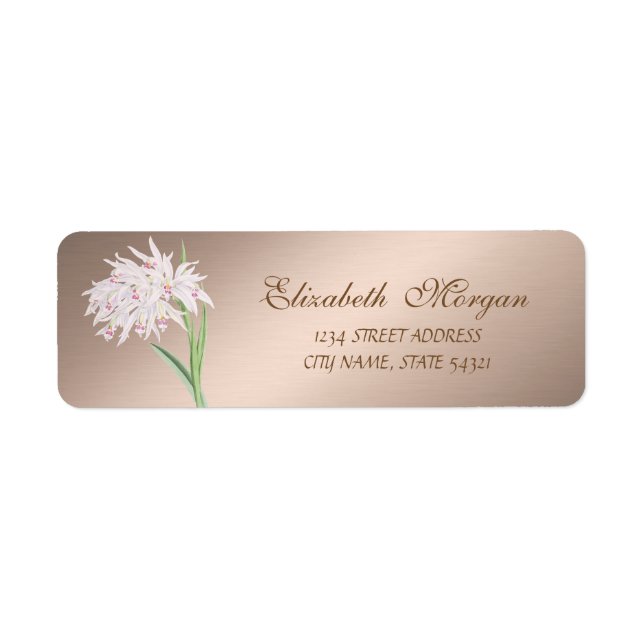 Etiqueta Elegante Estiloso Chic Flor   Endereço (Frente)