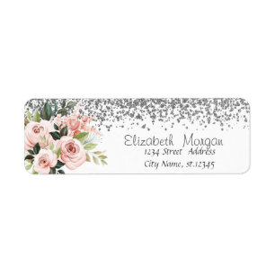 Etiqueta Elegante Estiloso Prata Diamantes Flores