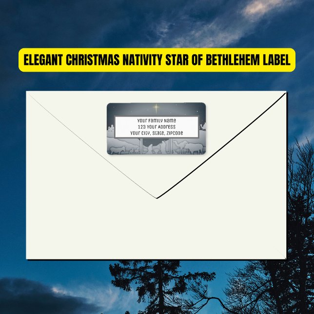 Etiqueta Elegante Estrela Da Natividade Natal De Belém (Elegant Christmas Nativity Star Of Bethlehem Return Address Labels)