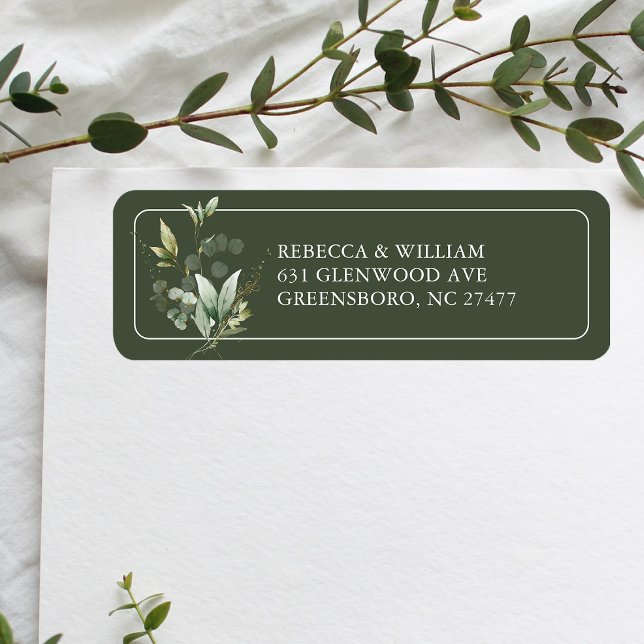 Etiqueta Elegante Eucalyptus Foliage Endereço de Devolução (Add elegance to your mail with our Eucalyptus Return Address Labels, perfect for wedding invitations)