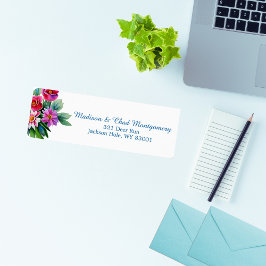 Etiqueta Elegante Floral Rosa Roxo