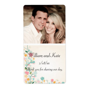 Etiqueta Elegante, Flores De Mola, Vinho De Casamento, Pers