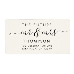 Etiqueta Elegante Future MR e SRA. Script Modern Ivory