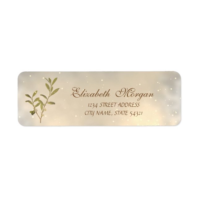 Etiqueta Elegante Galho de Oliveira Moderno Endereço (Frente)