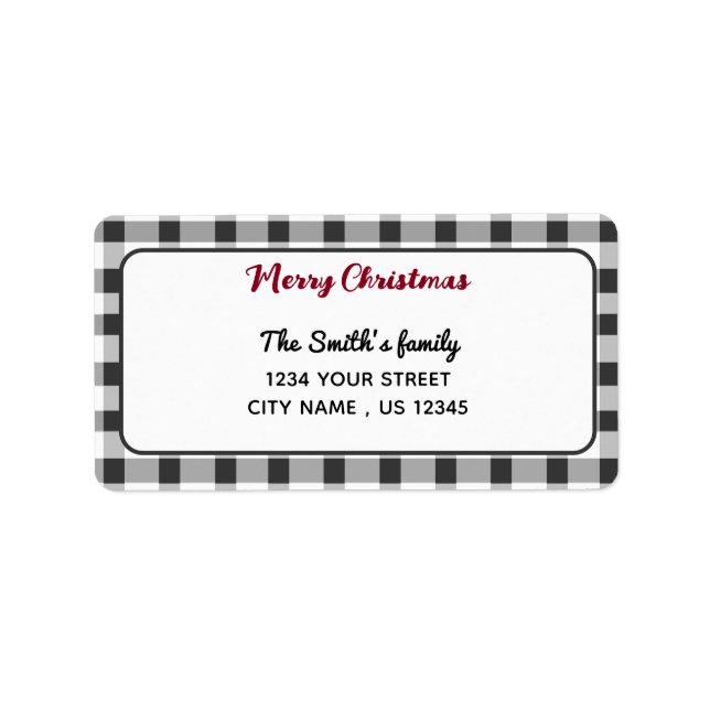Etiqueta Elegante Gingham | Endereço para devolução de Nata (Frente)