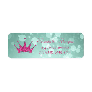 Etiqueta Elegante Girly Bokeh,Glittery Tiara Address Label