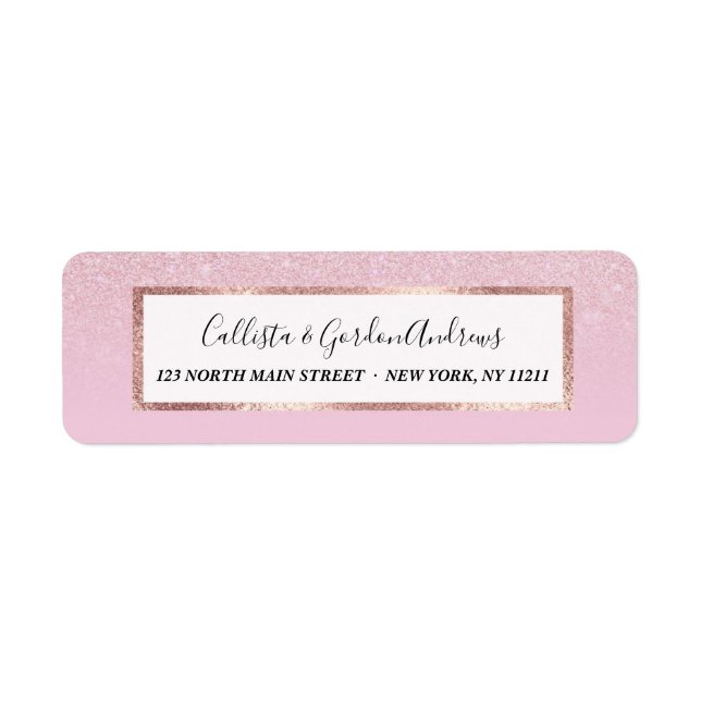 Etiqueta Elegante Girly Dusty Rosa Rosa Glitter Ombre (Frente)