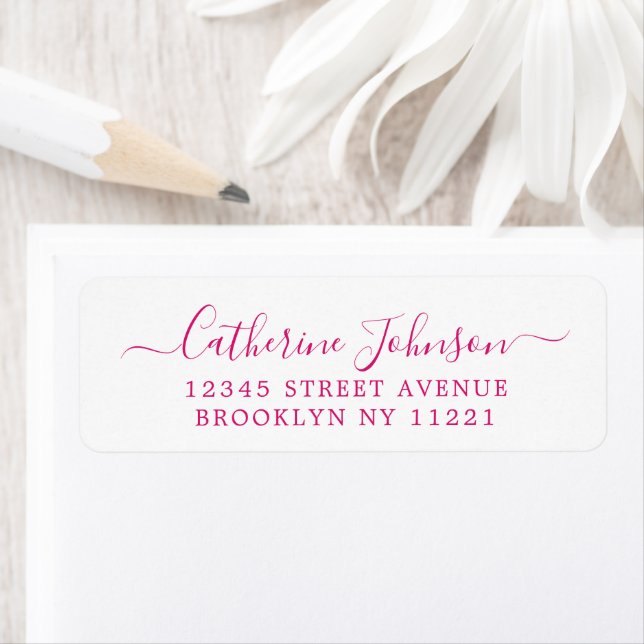 Etiqueta Elegante Girly Script Calliografia Magenta Rosa (Insitu)