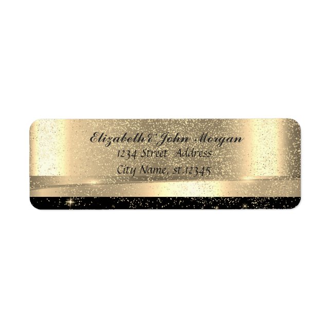 Etiqueta Elegante Glamoroso Dourado Brilhante, Confetti (Frente)