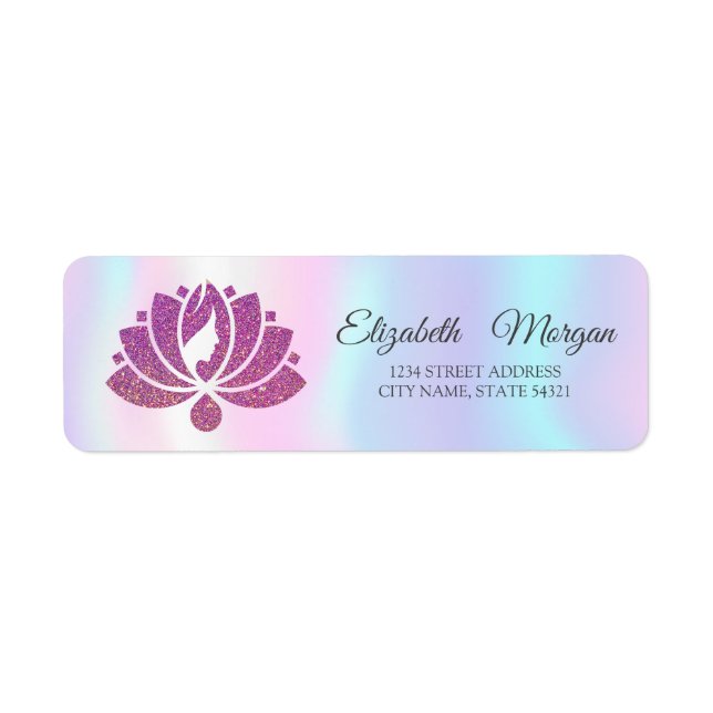 Etiqueta Elegante Glamorous Lotus Girl Holographic (Frente)