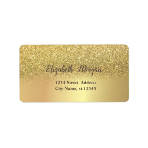 Etiqueta Elegante Glitter Dourado Ombre Bokeh