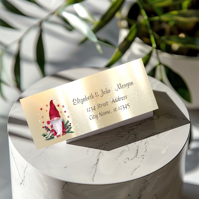 Etiqueta Elegante, Gnomo Nórdico Na moda Dourado (Criador carregado)