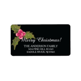 Etiqueta Elegante Holly Evergreen Christmas Return Endereço