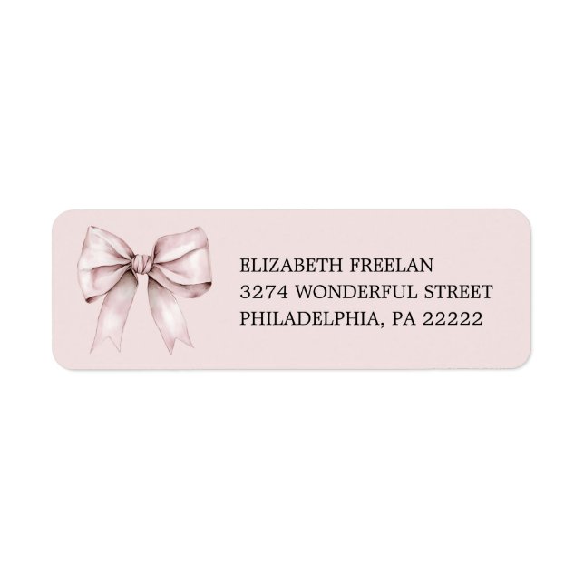 Etiqueta Elegante laço rosa endereço de devolução  (Frente)
