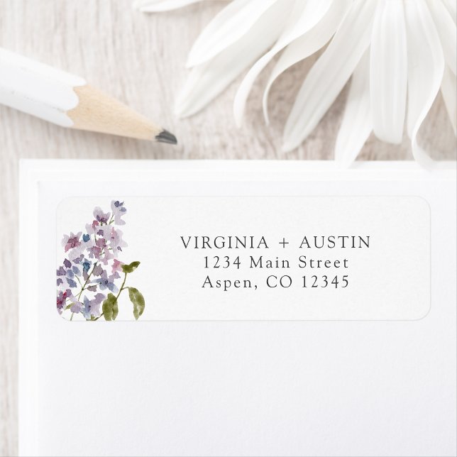 Etiqueta Elegante Lilac Wedding (Elegant Lilac Wedding Address Label by Painted Paperie
)