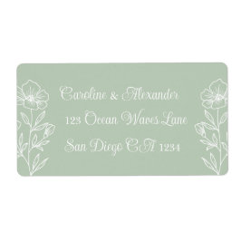 Etiqueta Elegante Modern Floral Sage Green Address