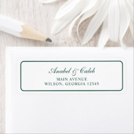 Etiqueta Elegante Moldura de Caça Verde Casamento Endereço