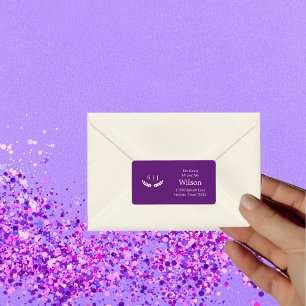 Etiqueta Elegante Monograma Roxo Jewel Tone Endereço de Dev