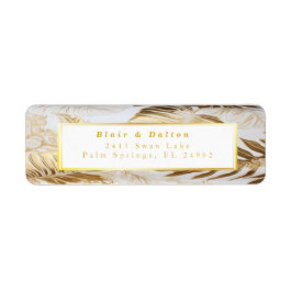 Etiqueta Elegante Monstera Dourado Endereço de Devolução de