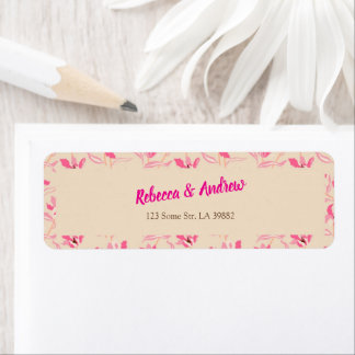 Etiqueta Elegante Noiva Bege e Rosa Floral