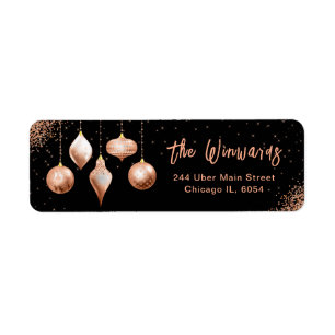 Etiqueta Elegante Ornamento de Natal em Ouro Rosa