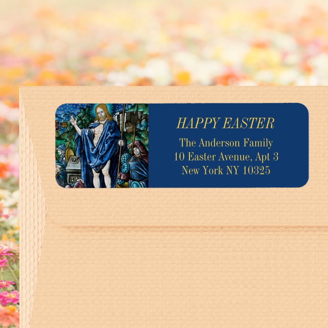 Etiqueta Elegante Páscoa de Alegria da Ressurreição Católic (Elegant Religious Christian Catholic Resurrection of Jesus Christ Easter Return Address Label)