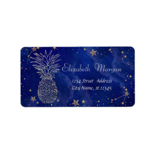 Etiqueta Elegante Pinha Estrelas Legais Azul Marinho