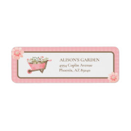 Etiqueta Elegante Pink Gingham Watercolor Garden Endereço