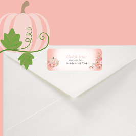 Etiqueta Elegante Pumpkin Floral Return Address