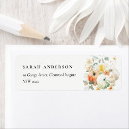 Etiqueta Elegante Queda Wildflower Pumpkin Watercolor Ender