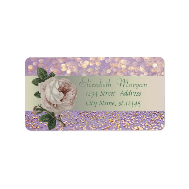 Etiqueta Elegante Romântico Sofisticado, Rosa Glitter Bokeh (Frente)
