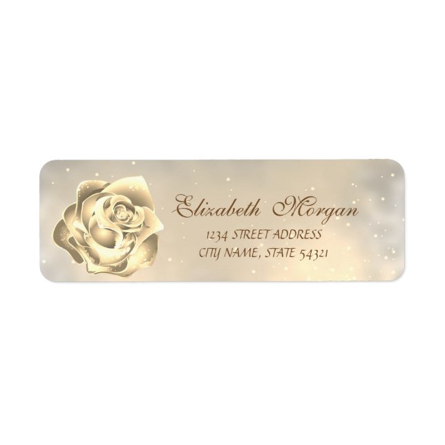 Etiqueta Elegante Rosa Dourada Moderna Endereço (Frente)