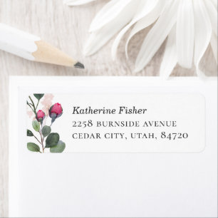 Etiqueta Elegante Rosa Endereço de Casamento Botânico Flo