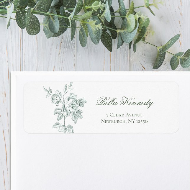 Etiqueta Elegante Rosa Verde Sage Romântica (Criador carregado)