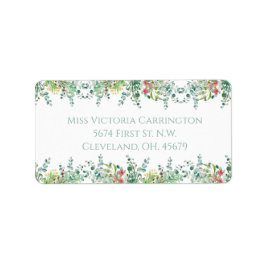 Etiqueta Elegante Russo Eucalyptus Floral Aquarela Verde