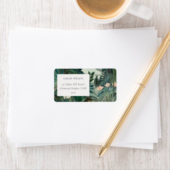 Etiqueta Elegante Rustic Exotic Tropical RainForest Endereç (Insitu)