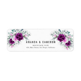 Etiqueta Elegante Rustic Purple Blush Floral Address