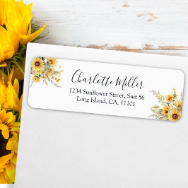 Etiqueta Elegante Rustic Watercolor Sunflower Return Endere