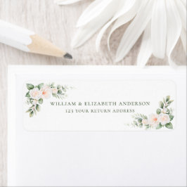 Etiqueta Elegante Sálvia Branco Floral Aquarela Endereço de