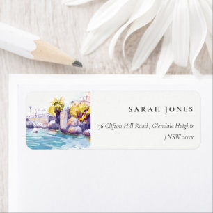 Etiqueta Elegante Sand Beach Rocky Seascape Address