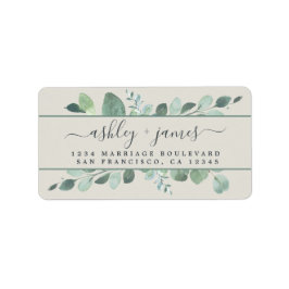 Etiqueta Elegante Script Greenery Wedding Endereço de Devol